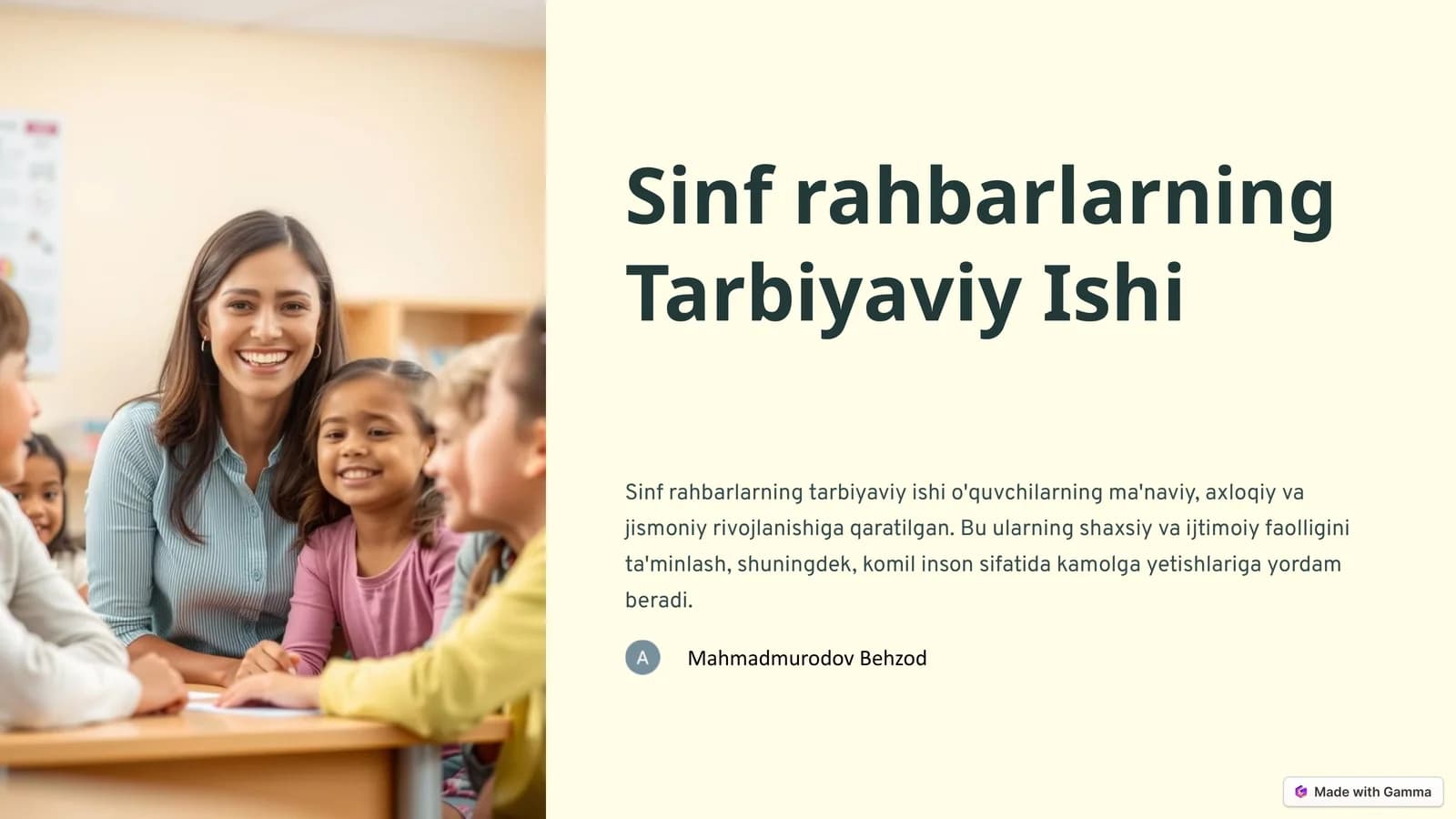 Sinf rahbarlarning Tarbiyaviy Ishi