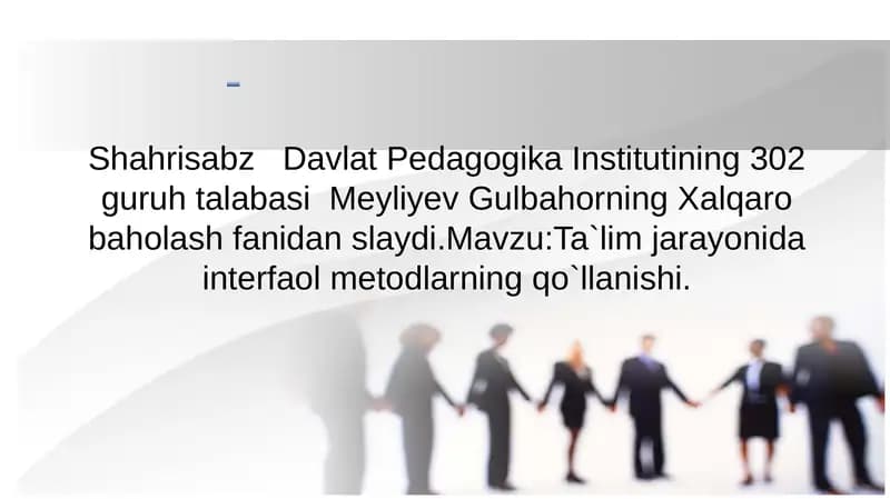 Xalqaro baholash fanidan slayd