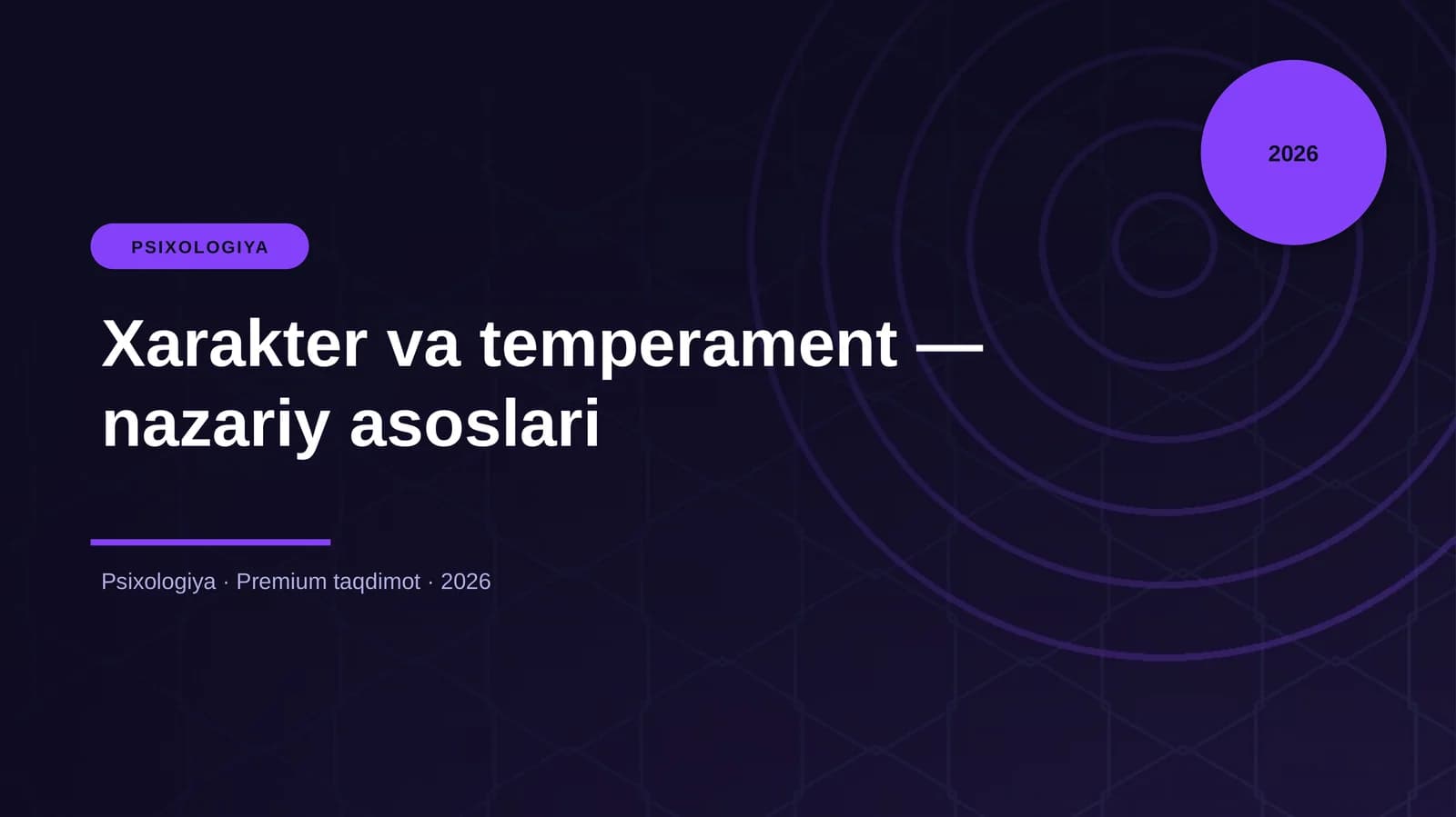 Xarakter va temperament — nazariy asoslari