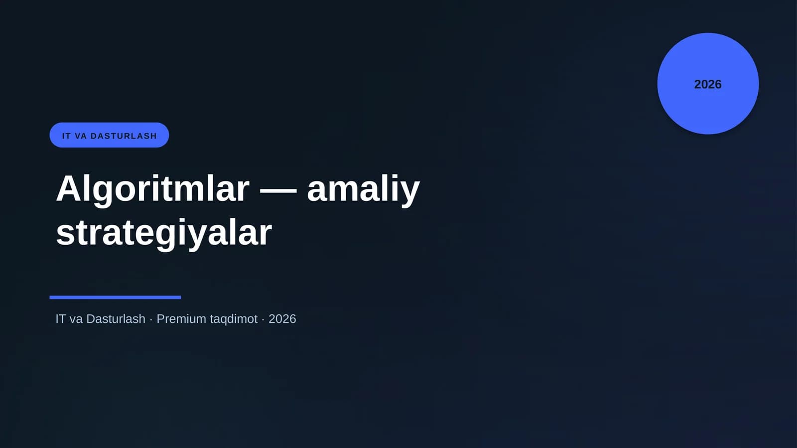 Algoritmlar — amaliy strategiyalar