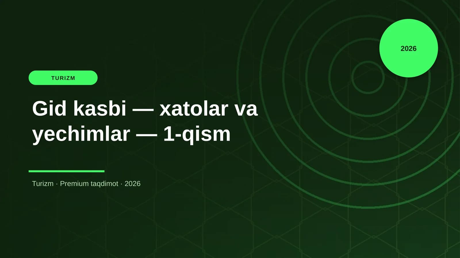 Gid kasbi — xatolar va yechimlar — 1-qism