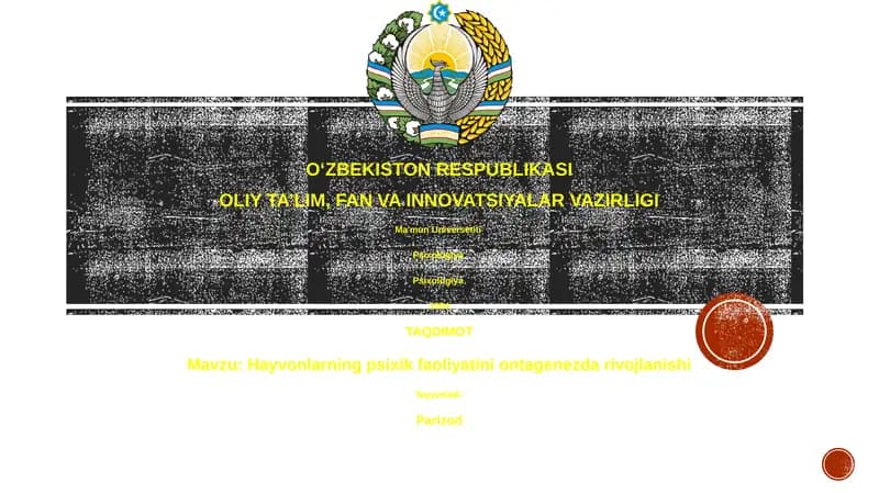 Hayvonlarning psixik faoliyatini ontagenezda rivojlanishi