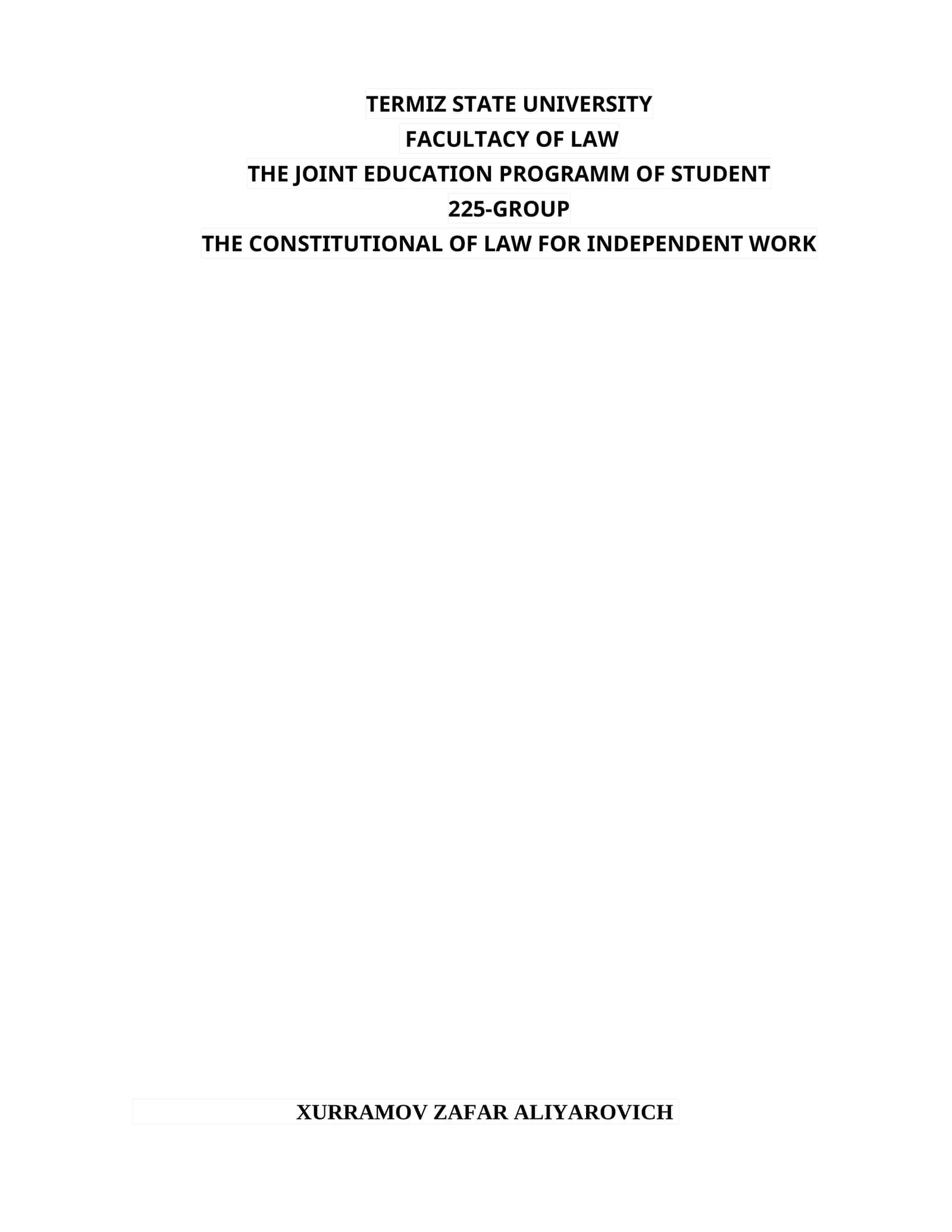 THE CONSTITUTIONAL OF LAW FOR INDEPENDENT WORK