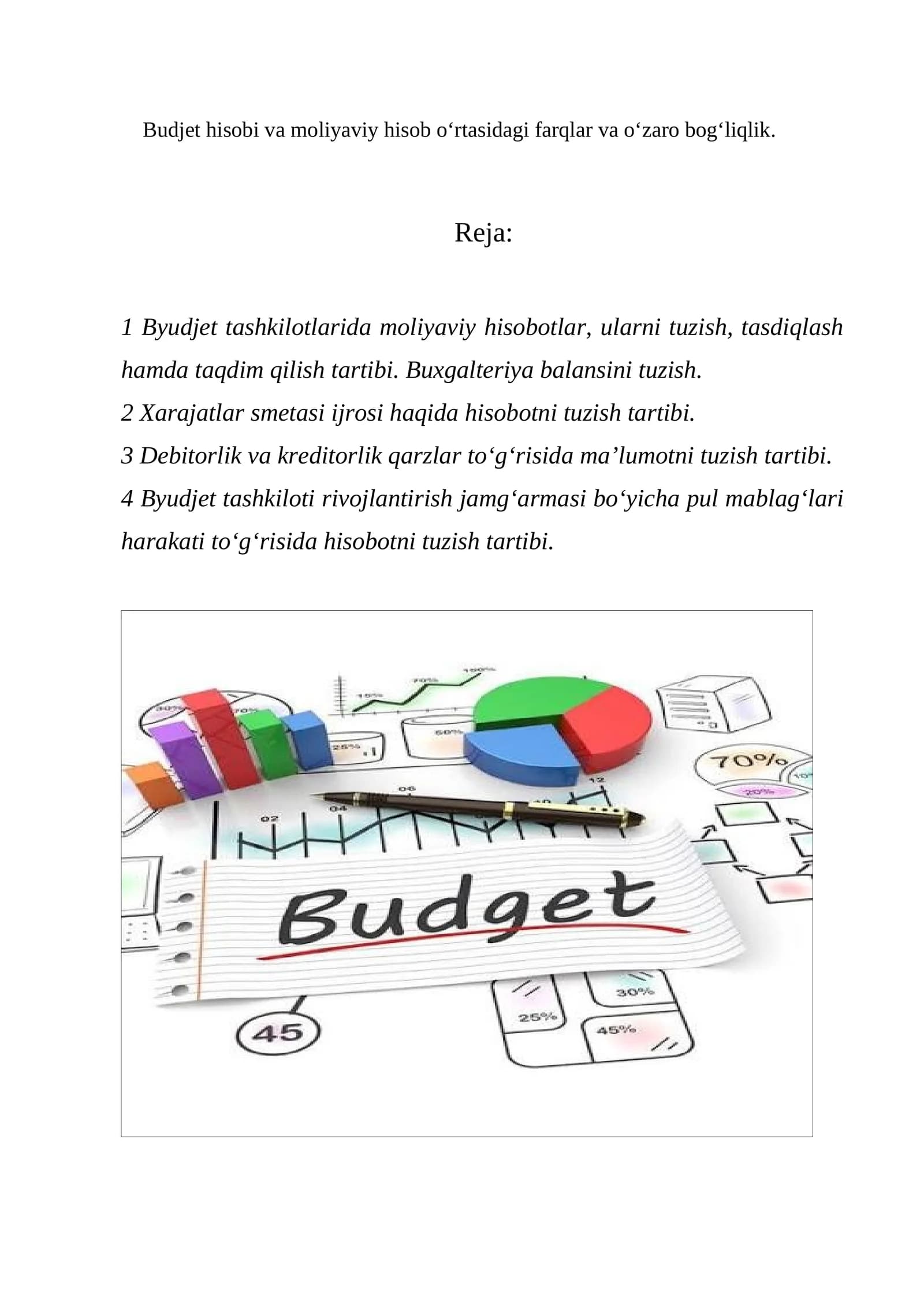 Byudjet tashkilotlarda moliyaviy hisobotlar