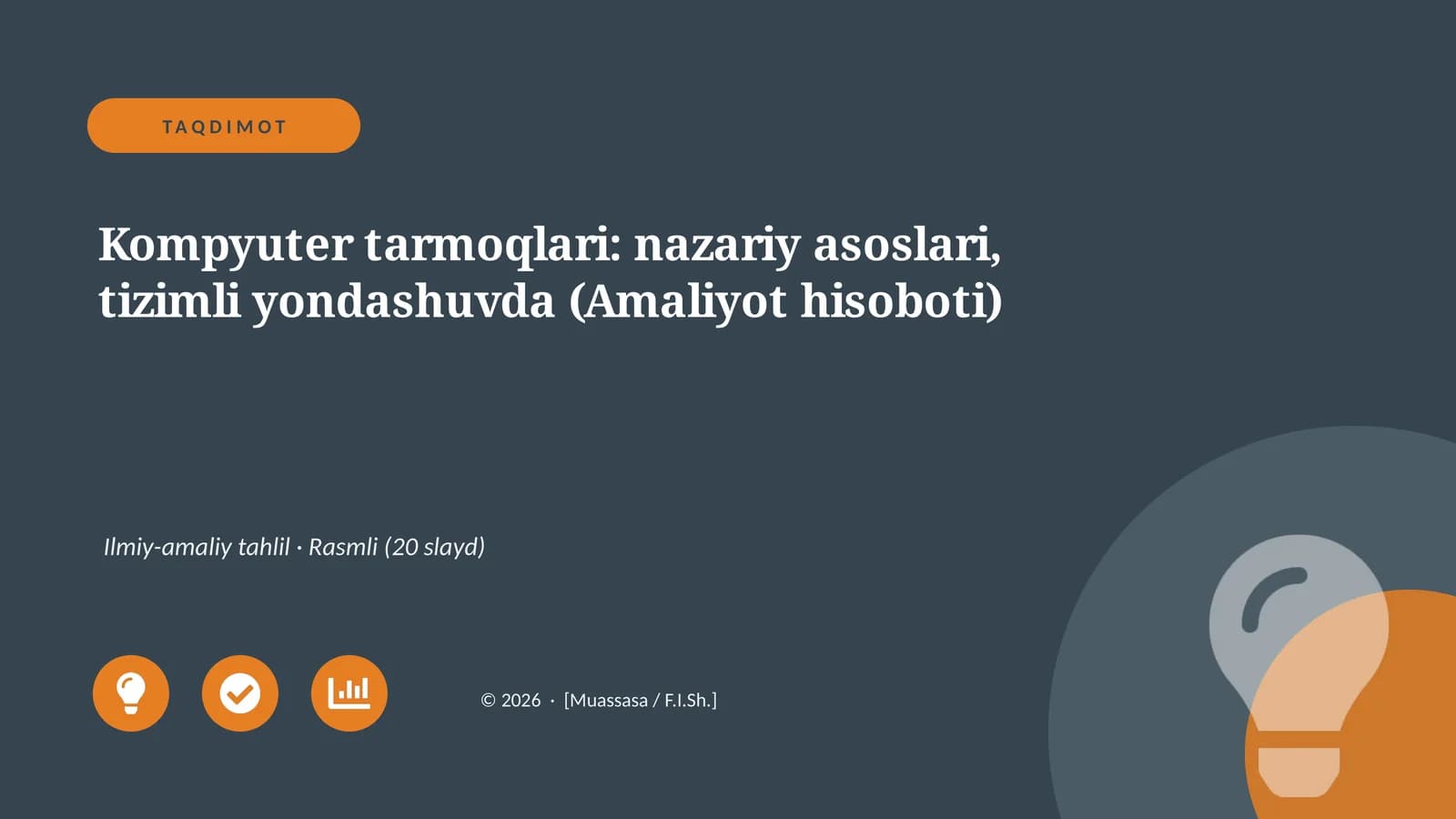 Kompyuter tarmoqlari: nazariy asoslari, tizimli yondashuvda (Amaliyot hisoboti)