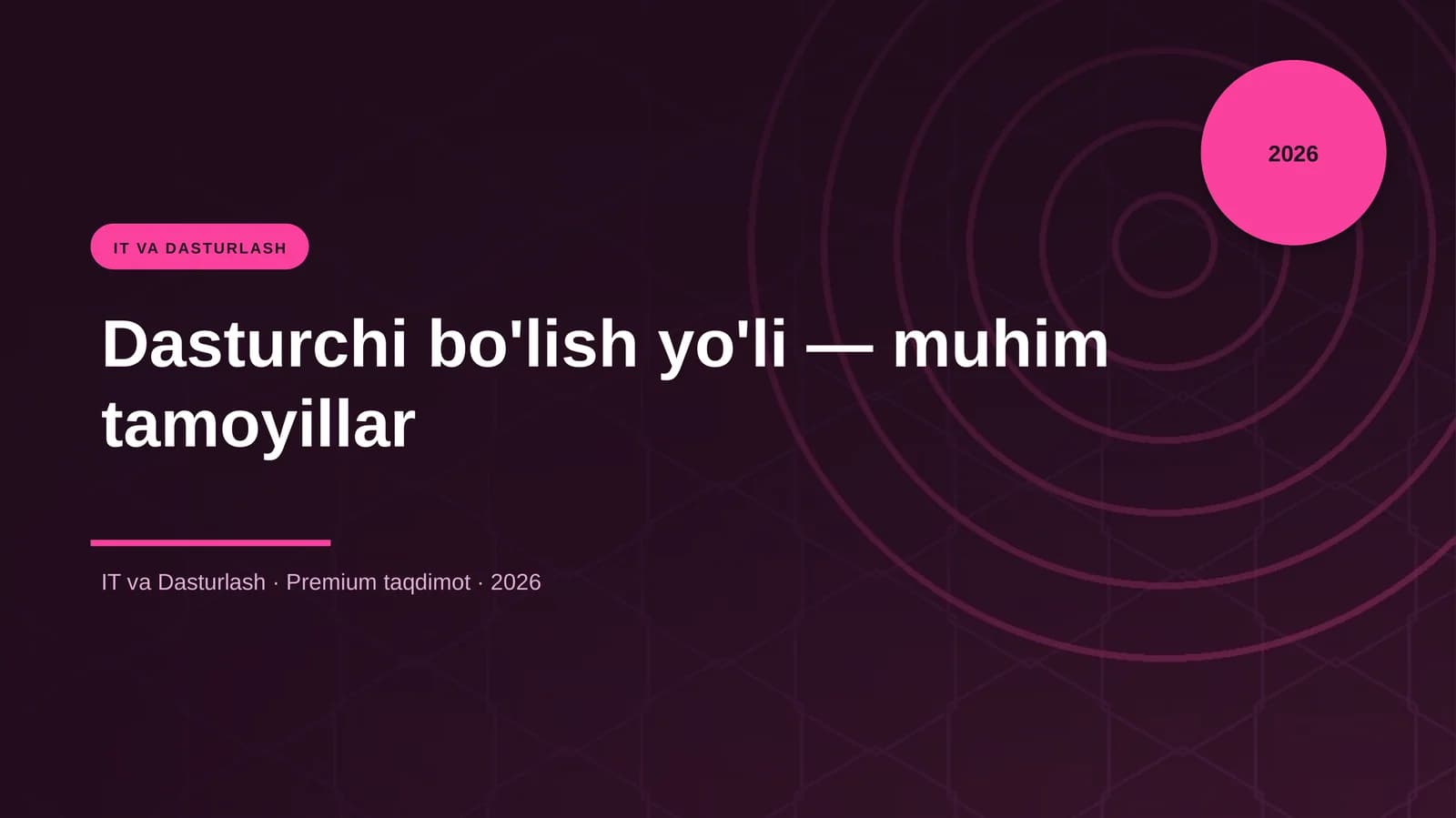 Dasturchi bo'lish yo'li — muhim tamoyillar