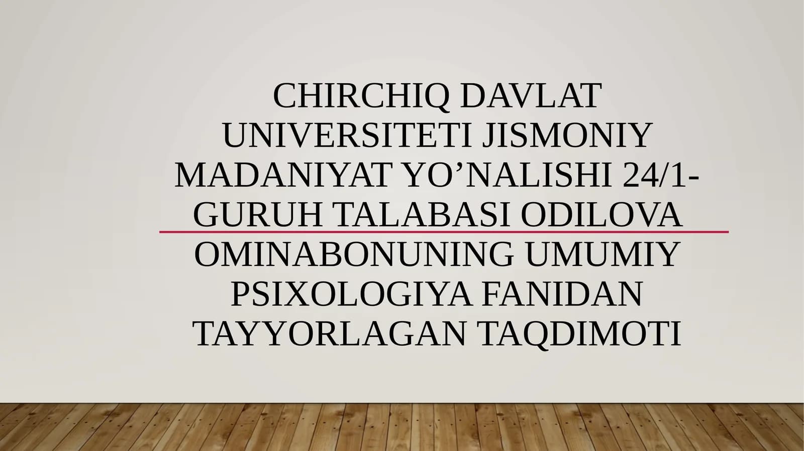 Kognitiv psixologiya fanidan taqdimot