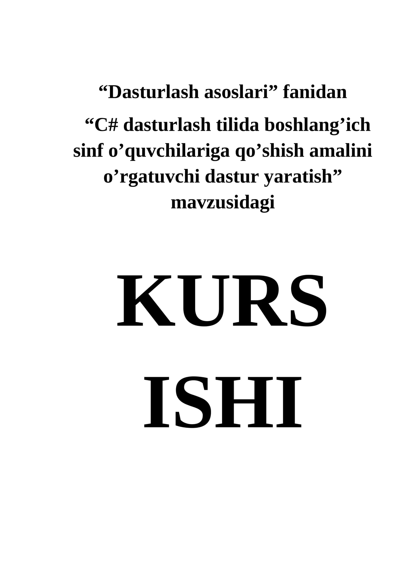 Dasturlash asoslari fanidan