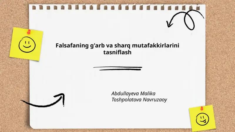 Falsafaning g'arb va sharq mutafakkirlarini tasniflash