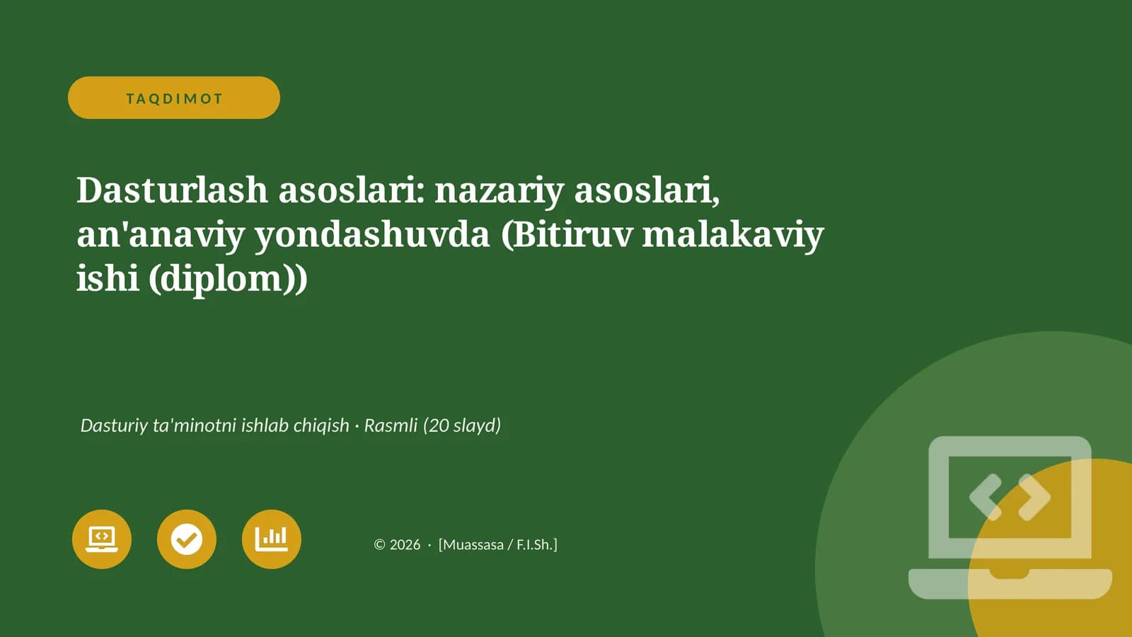 Dasturlash asoslari: nazariy asoslari, an'anaviy yondashuvda