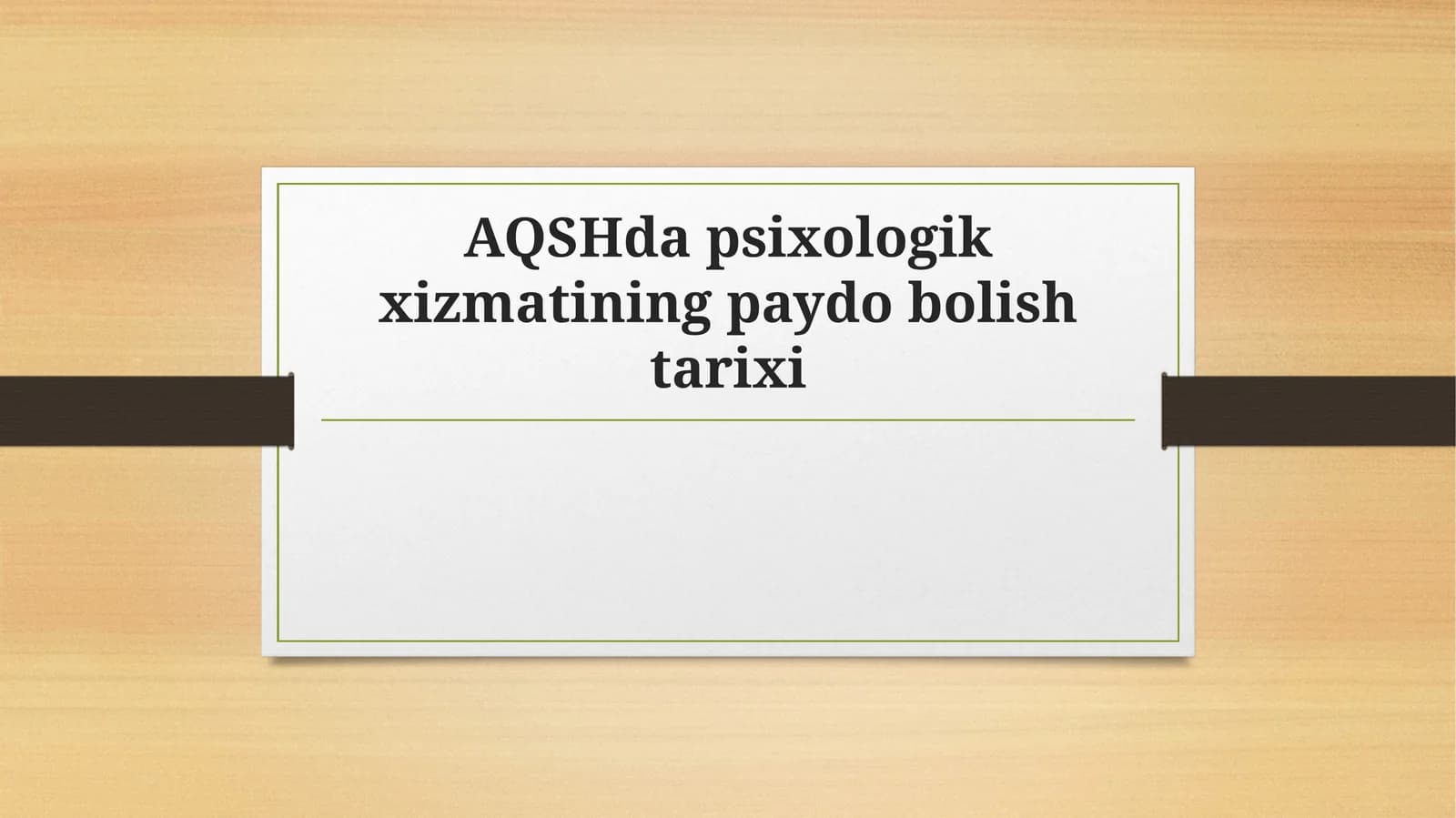 AQSHda psixologik xizmatining paydo bolish tarixi