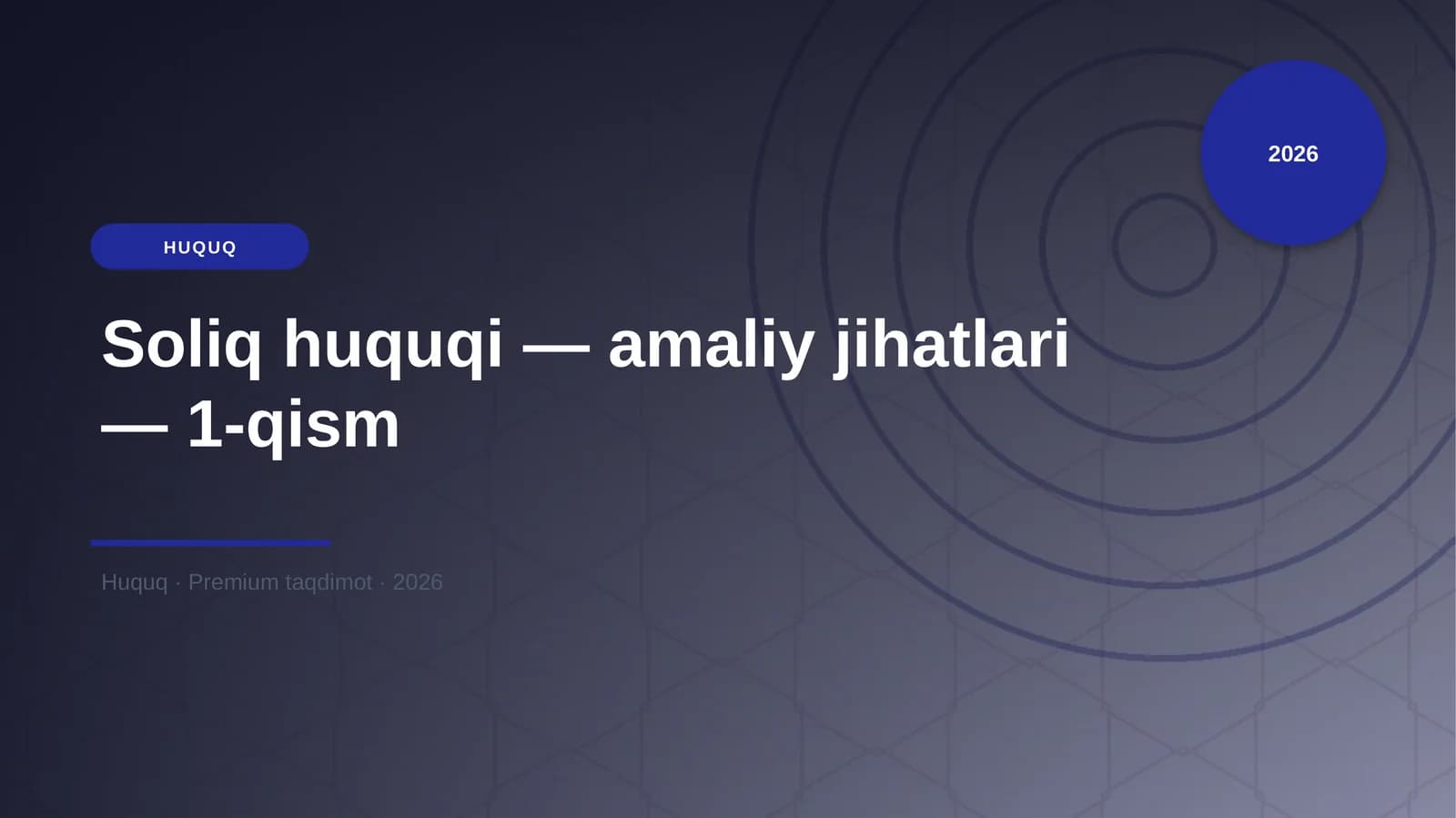Soliq huquqi — amaliy jihatlari — 1-qism
