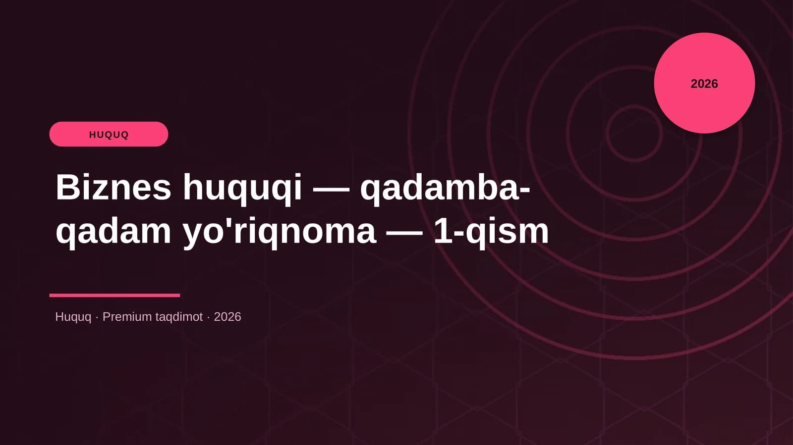 Biznes huquqi — qadamba-qadam yo'riqnoma — 1-qism