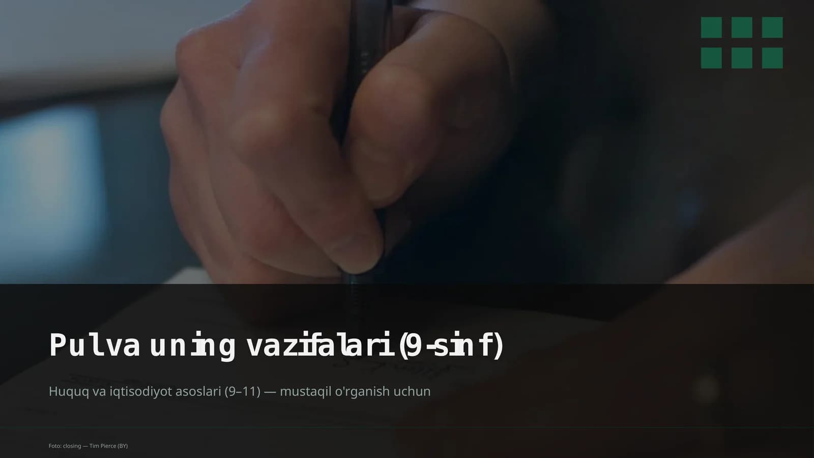 Pul va uning vazifalari (9-sinf)
