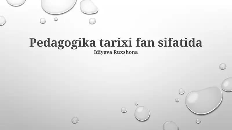 Pedagogika tarixi fan sifatida
