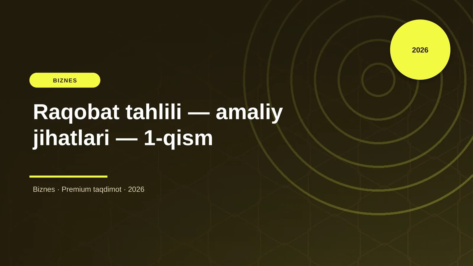 Raqobat tahlili — amaliy jihatlari — 1-qism
