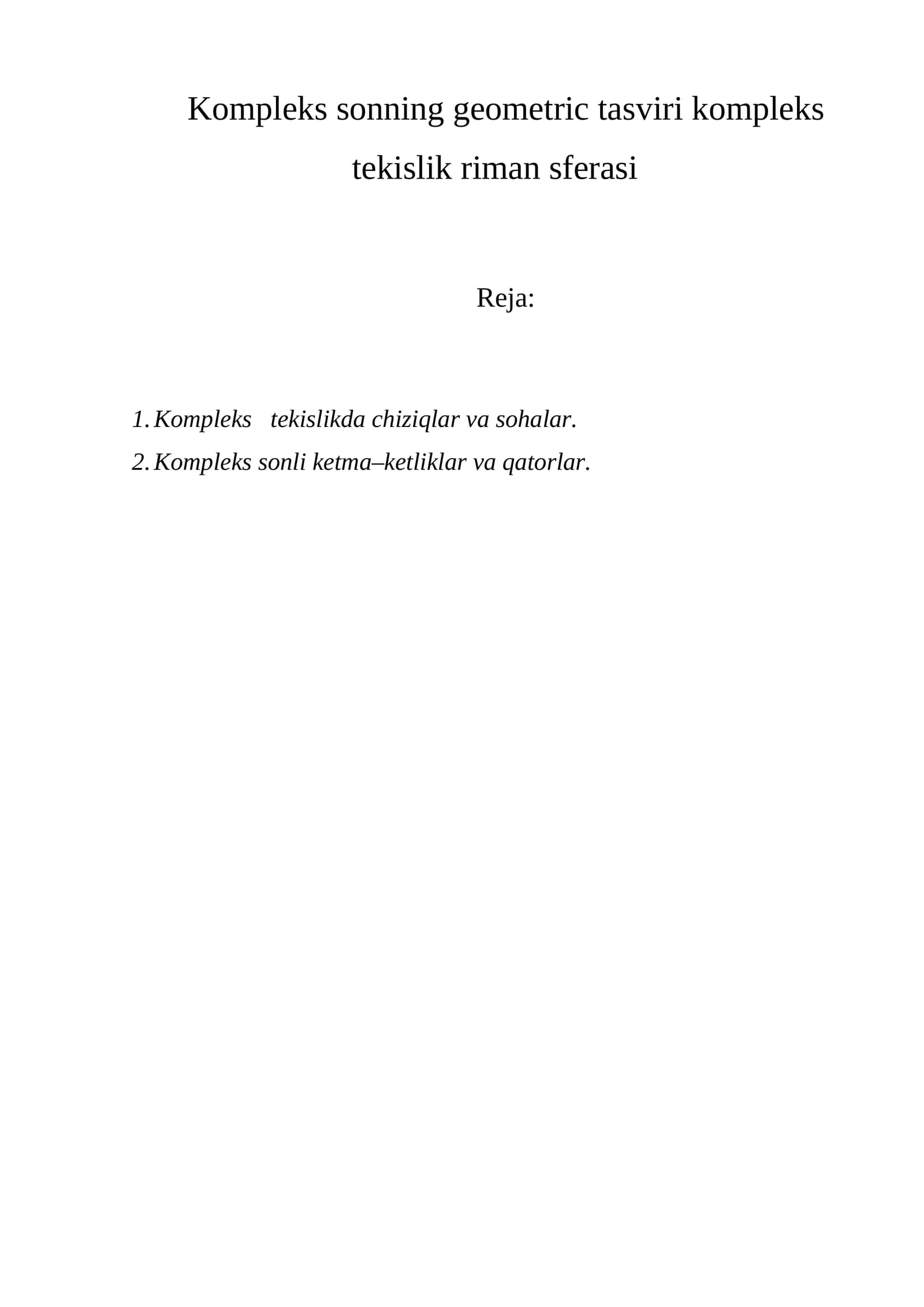 Kompleks sonning geometric tasviri