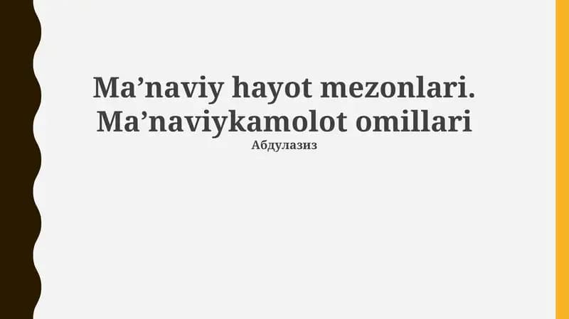 Ma’naviy hayot mezonlari