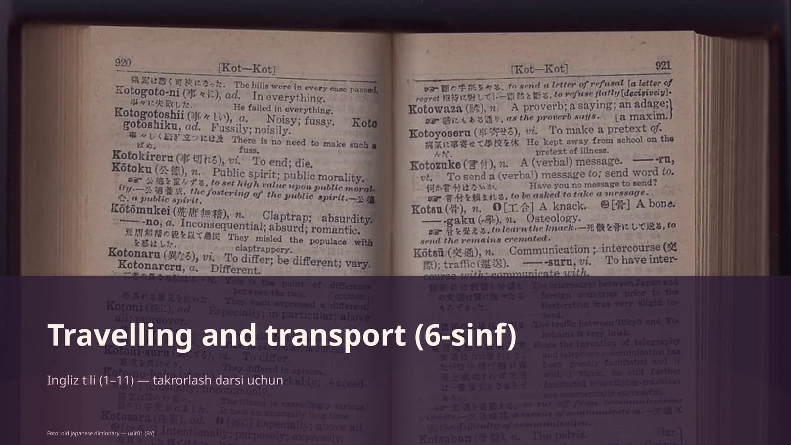 Travelling and transport (6-sinf)