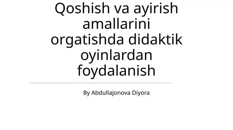 Didaktik O'yinlar