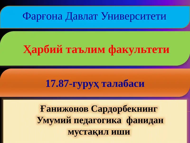 Таълимнинг методлари ва турлари