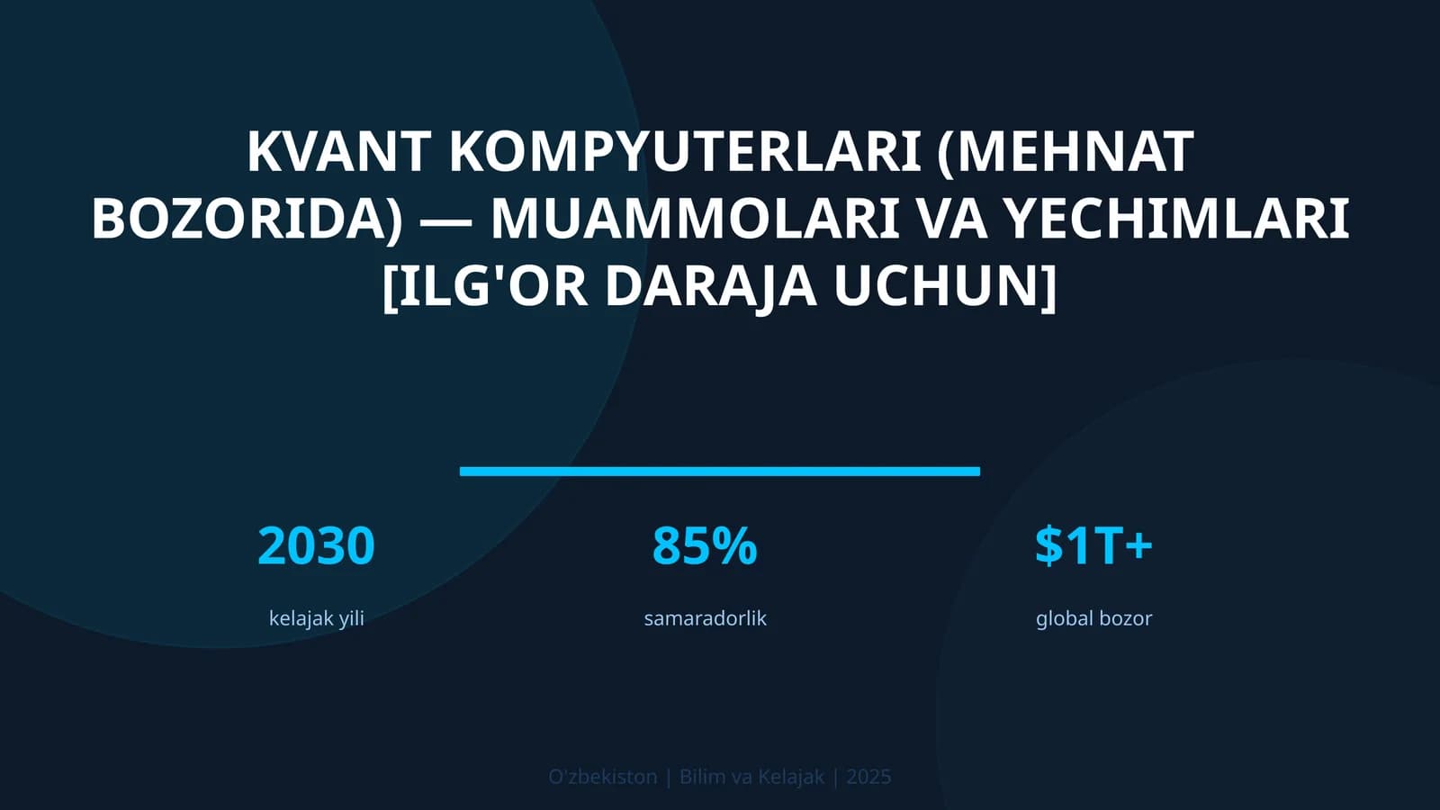 Kvant kompyuterlari (mehnat bozorida) — muammolari va yechimlari [ilg'or daraja uchun]