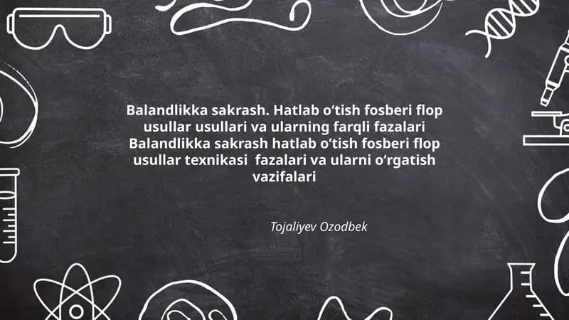 Balandlikka sakrash. Hatlab oʻtish fosberi flop usullari va ularning farqli fazalari