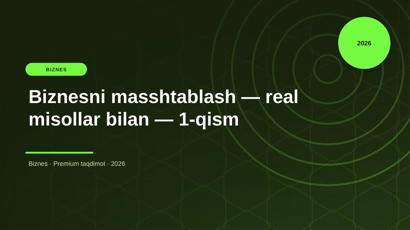 Biznesni masshtablash — real misollar bilan — 1-qism