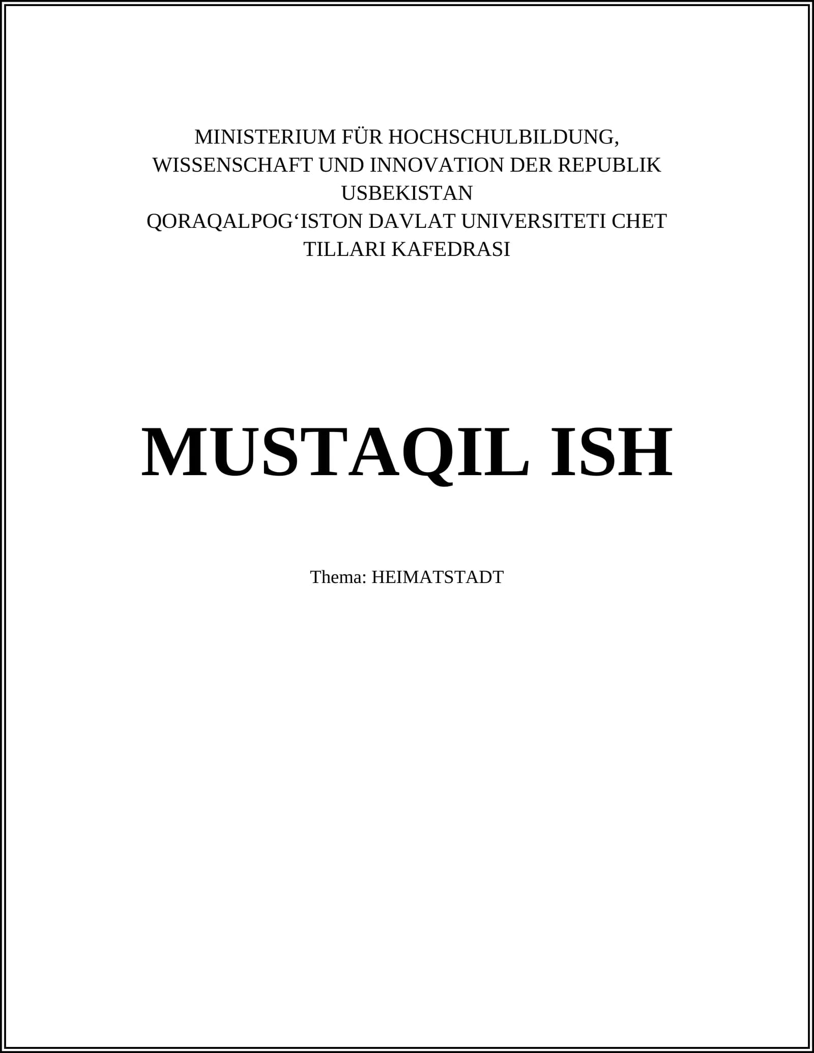 Ministerium für Hochschulbildung, Wissenschaft und Innovation der Republik Usbekistan