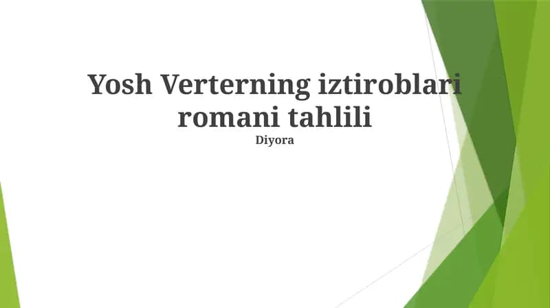 Yosh Verterning iztiroblari romani tahlili