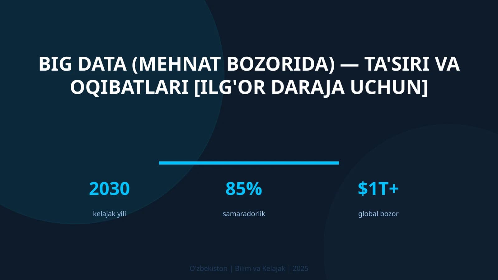 BIG DATA (MEHNAT BOZORIDA) — TA'SIRI VA OQIBATLARI [ILG'OR DARAJA UCHUN]