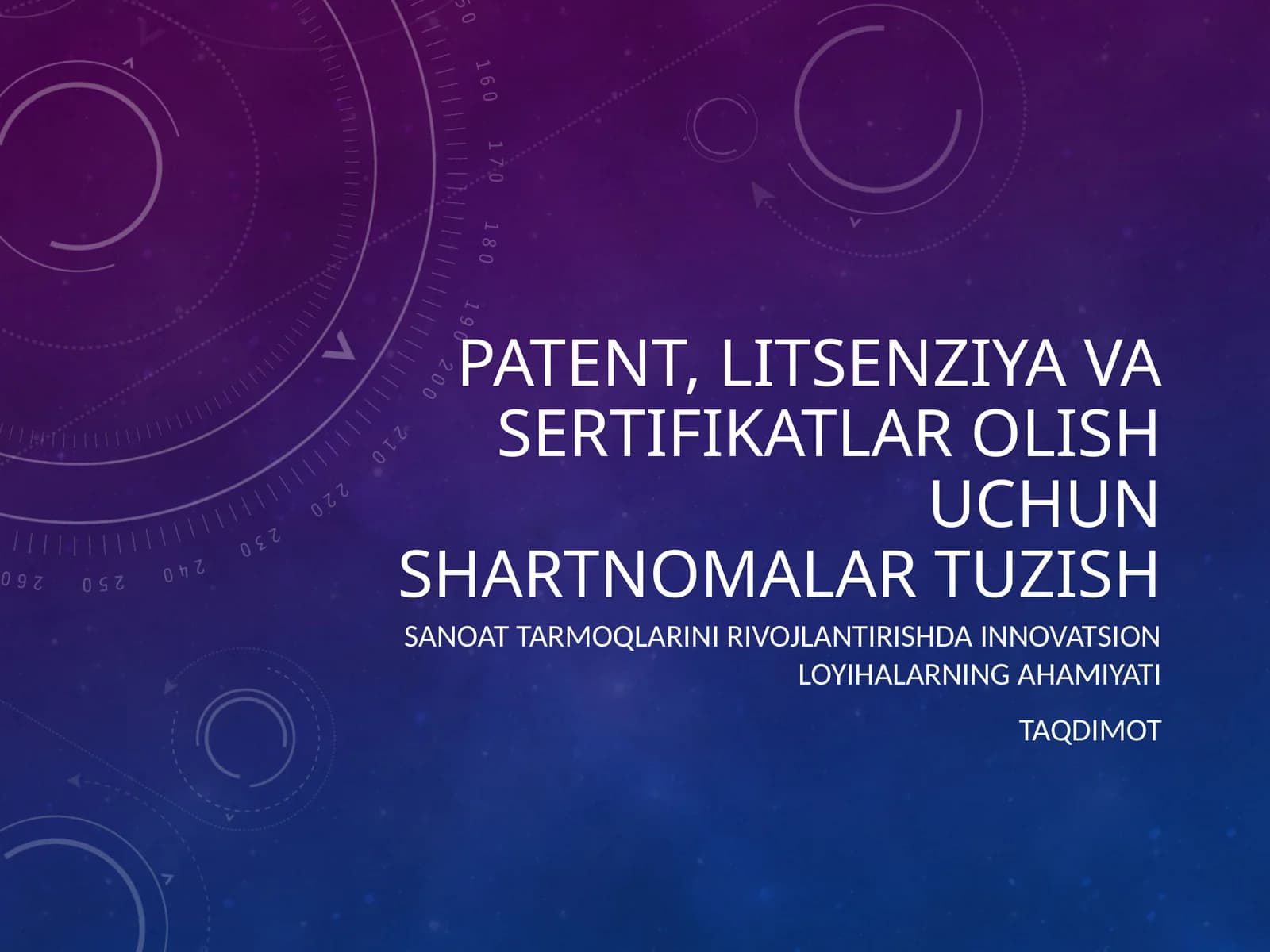 Patent, Litsenziya va Sertifikatlar olish uchun Shartnomalar tuzish