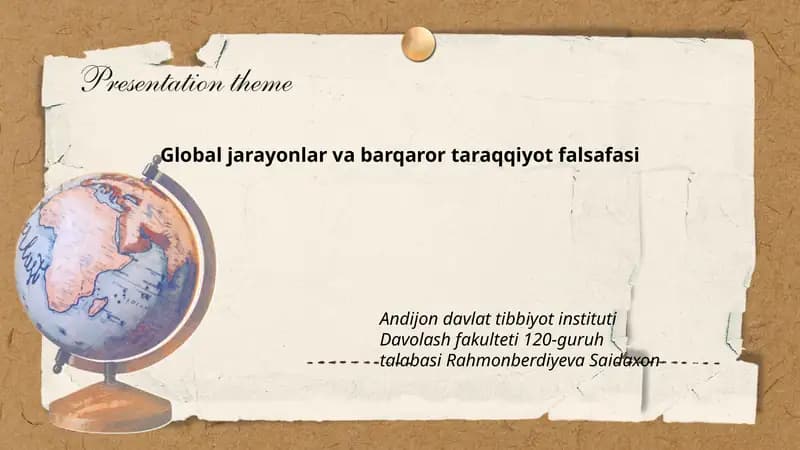 Global jarayonlar va barqaror taraqqiyot falsafasi