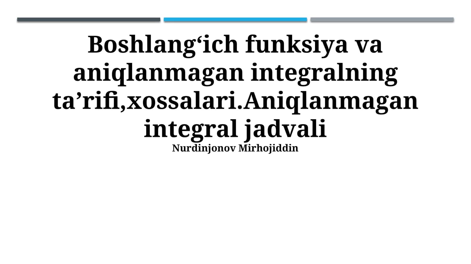 Aniqlanmagan integral jadvali