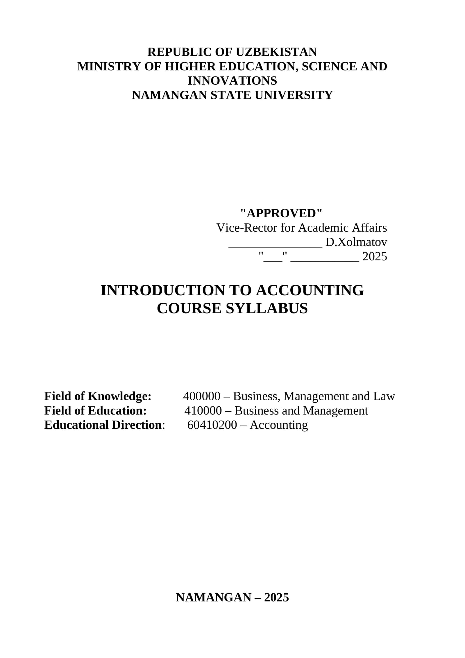 Introduction to Accounting