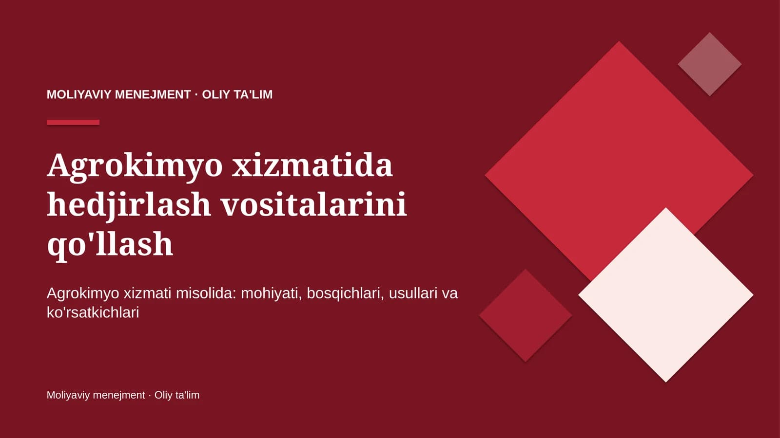 [Agrokimyo xizmatida hedjirlash vositalarini qo'llash]