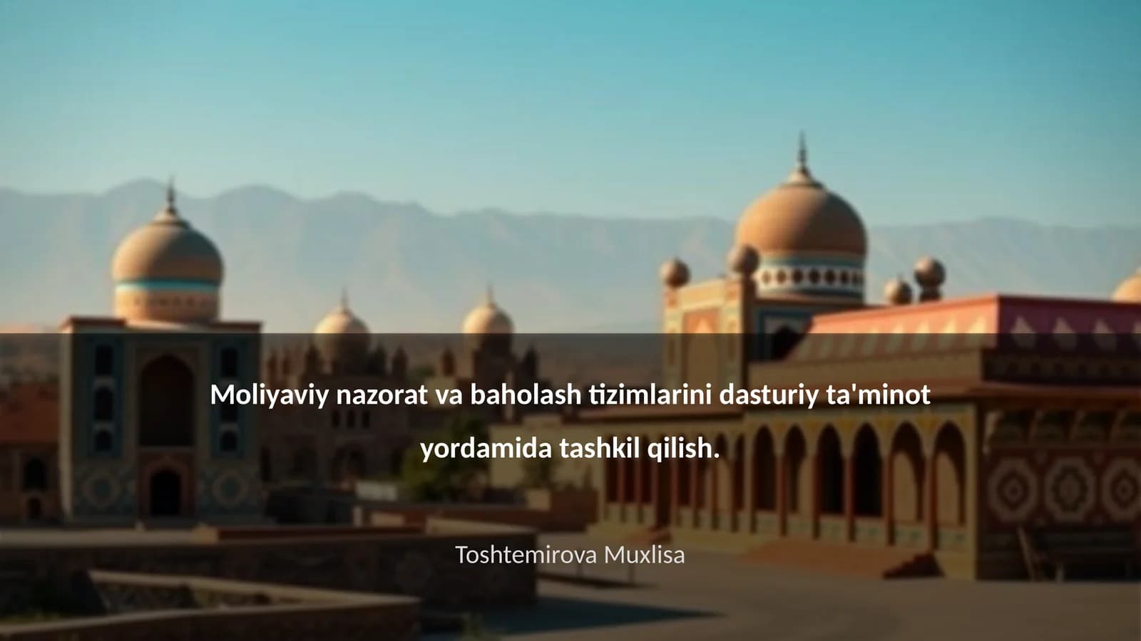 Moliyaviy nazorat va baholash tizimlarini dasturiy ta'minot yordamida tashkil qilish