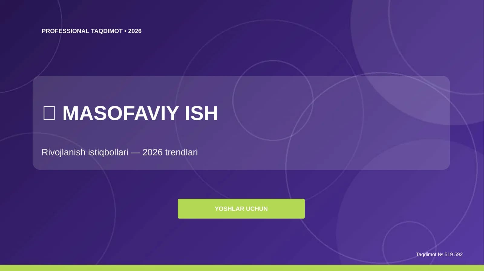 Masofaviy ish: rivojlanish istiqbollari (2026 trendlari) [yoshlar uchun]