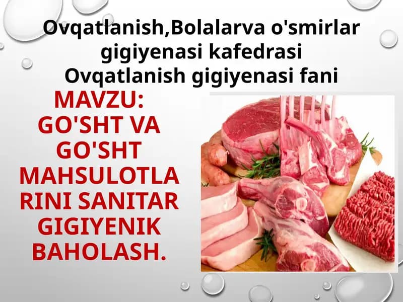 Go'sht va go'sht mahsulotlarini gigiyenik baholash