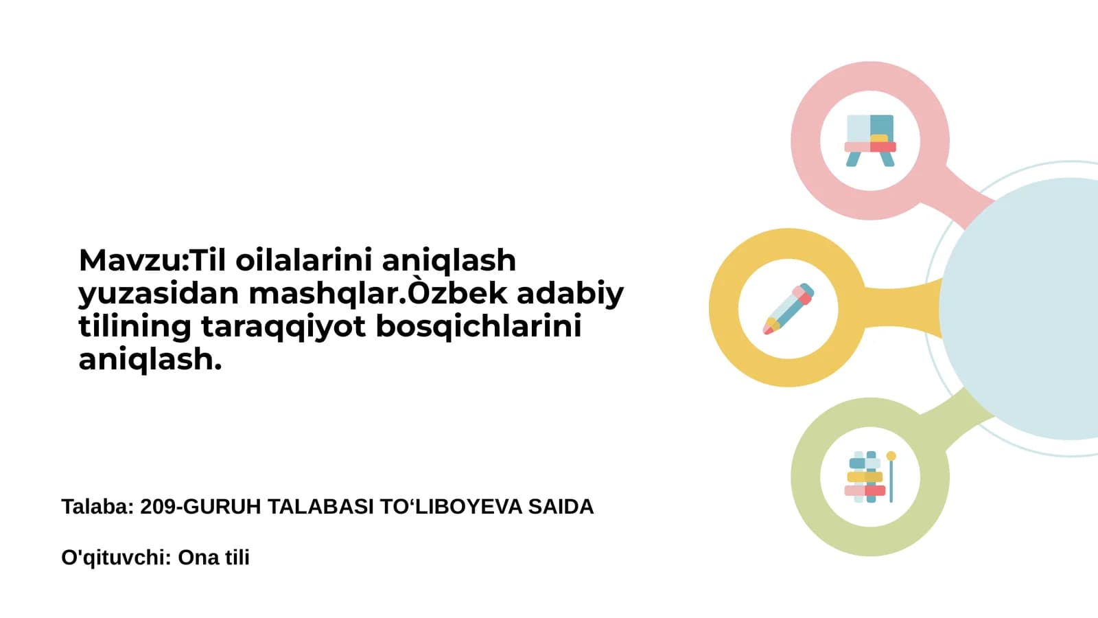 Til oilalarini aniqlash yuzasidan mashqlar