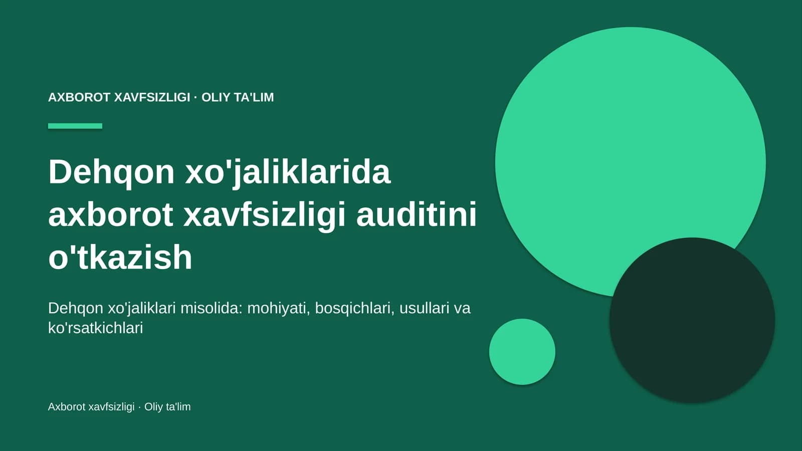 dehqon xo'jaliklarida axborot xavfsizligi auditini o'tkazish 3086
