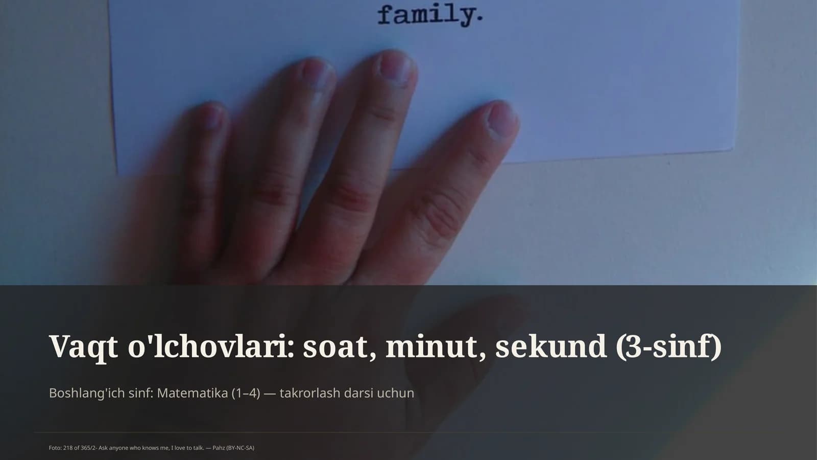 Vaqt o'lchovlari: soat, minut, sekund (3-sinf)