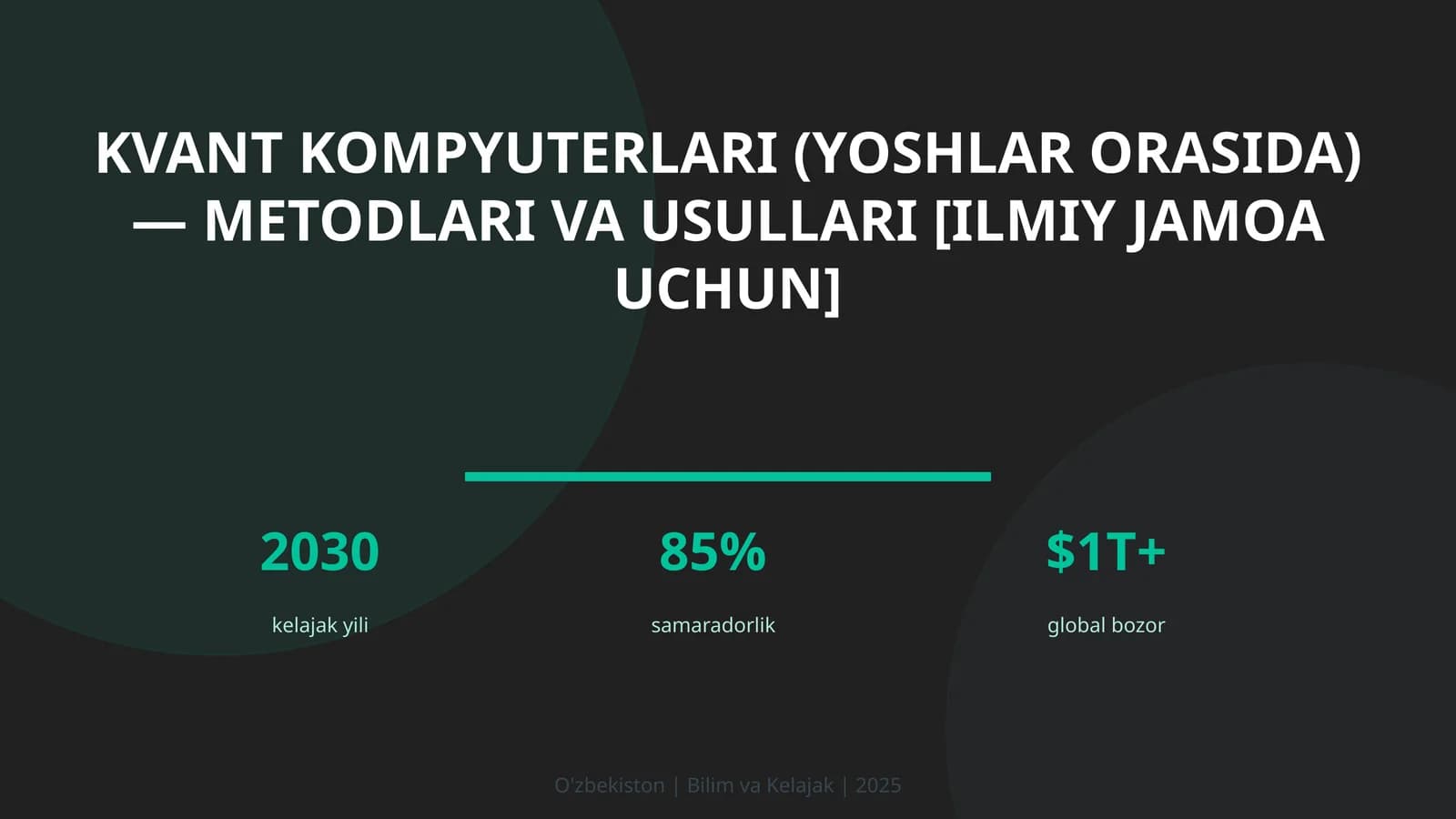 Kvant Kompyuterlari (Yoshlar Orasida) — Metodlari va Usullari [Ilmiy Jamoa Uchun]
