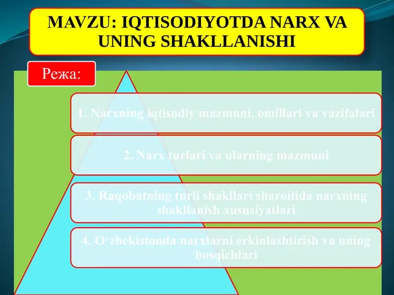 Narxga ta’sir etuvchi omillari