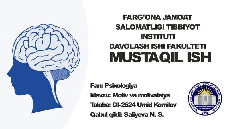 Motiv va motivatsiya | Psixologiya