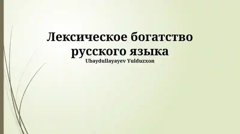 Лексическое богатство русского языка