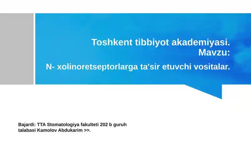 Nikotinga Sezgir Xolinoreseptorlarga Ta'sir Qiluvchi Vositalar