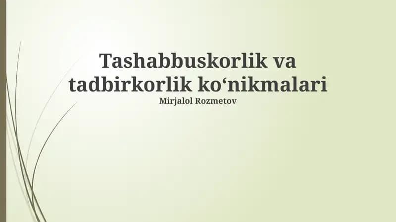 Tashabbuskorlik va tadbirkorlik koʻnikmalari