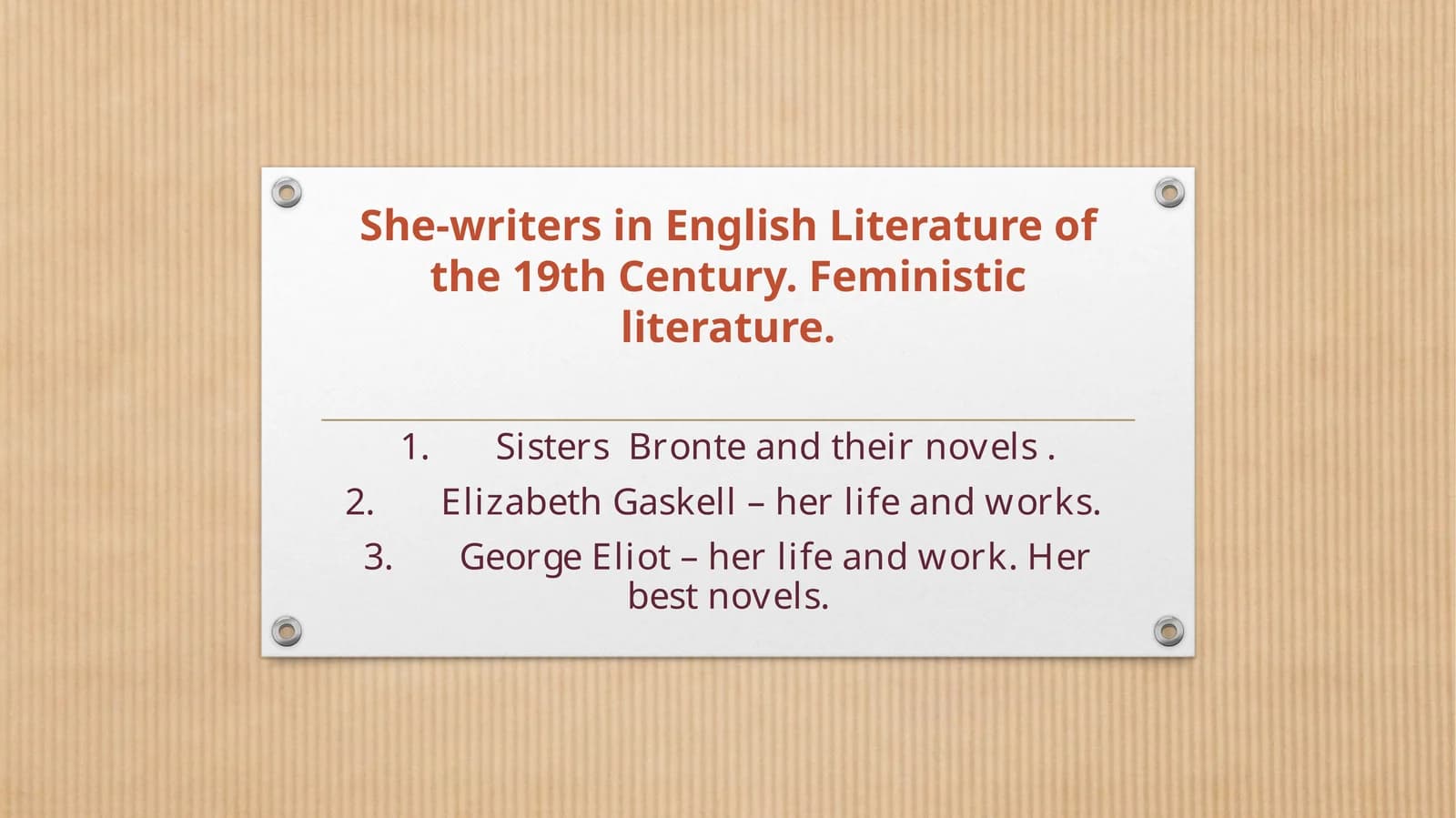 She-writers in English Literature of the 19th Century