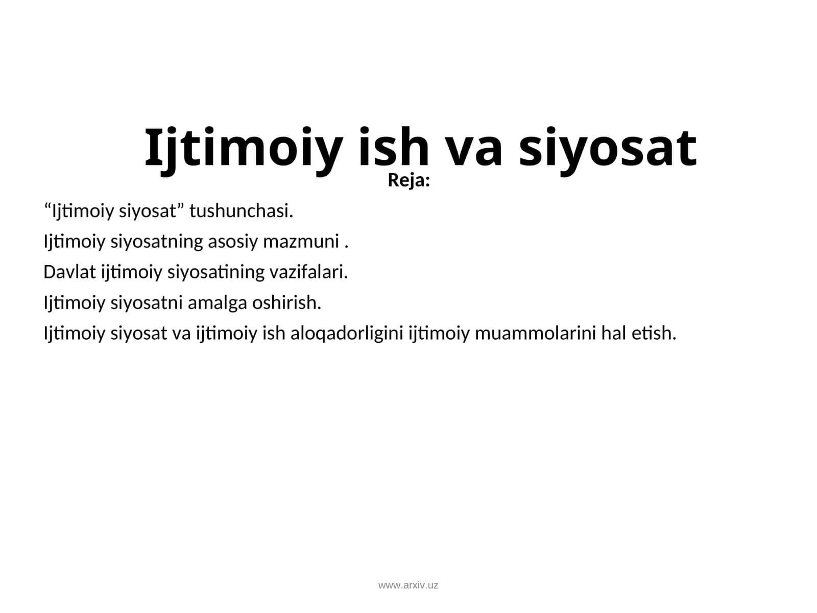 Ijtimoiy ish va ijtimoiy taminot. Asosiy tushuncha va istiqbollari